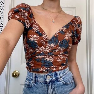 Cotton Candy LA Floral Wrap Top💐